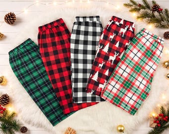 Kerstpyjamabroek voor het hele gezin, feestelijke broek met buffelruitpatroon, bijpassende kerstpyjama's voor kinderen en volwassenen, bijpassende kerstoutfit 2026, kerstcadeau