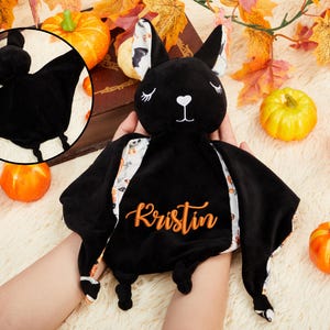 Personalized Halloween Baby Bat Security Blanket Halloween Baby Shower Bat Lovey Baby Bat Plush Blanket Newborn Baby Toys Baby Bat Comforter