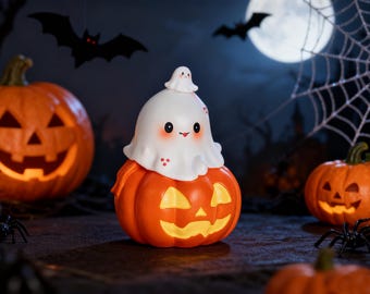 Estatua de fantasma de calabaza, bonita decoración de fantasmas, divertida y espeluznante figura de fantasma para el hogar, bonita decoración de fantasmas, adorno de fantasma de Halloween, regalos de Halloween