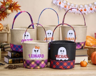 Gepersonaliseerde Halloween-mand voor meisjes Trick Or Treat Snoepzakjes Aangepaste naammand Halloween-draagtas Monogrammand Halloween-cadeau kinderen