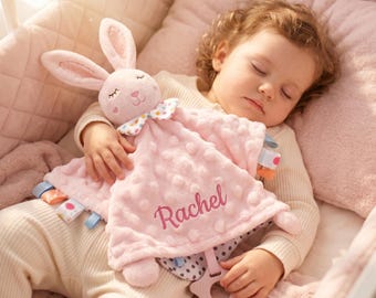 Aangepaste babydeken met geborduurde naam, gepersonaliseerde babydeken, dierenbeveiligingsdeken, cadeau pasgeboren baby, konijn olifant dino
