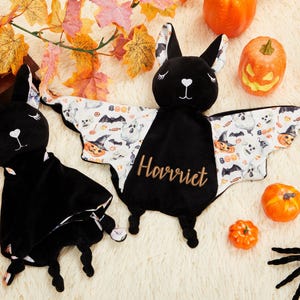 Embroidered Bat Comforter, Personalized Baby Bat Security Blanket, Lovey Animal Blanket, Baby Blanket Bat, Bat Plush, Baby Toy Gothic