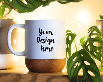 Cork cup mockup | Cork Base Mug Mockup | Coffee Mug Mockup | Cozy Boho Cork Base Mug Mockup | Ceramic Mug JPEG Mockup | Christmas Mug POD