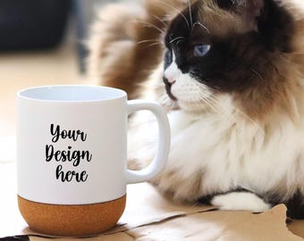 Cork cup mockup | Cork Base Mug Mockup | Coffee Mug Mockup | Cozy Boho Cork Base Mug Mockup | Ceramic Mug JPEG Mockup | Christmas Mug POD
