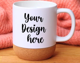 Cork cup mockup | Cork Base Mug Mockup | Coffee Mug Mockup | Cozy Boho Cork Base Mug Mockup | Ceramic Mug JPEG Mockup | Christmas Mug POD
