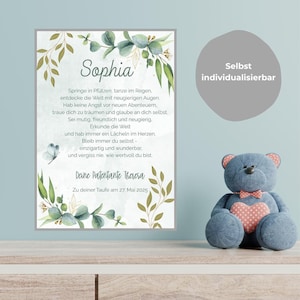 Certificado de padrino/a de bautismo "Acuarela de zarcillos de flores" – Regalo de bautizo personalizado para ahijado/a – Certificado de padrino/a y regalo de bautizo – Certificado de bautizo – PDF