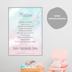 Certificado de padrino/a de bautizo "Cielo de Colores" – Regalo de bautizo personalizado para ahijado/a – Certificado de padrino/a y regalo de bautizo – Certificado de bautizo – PDF
