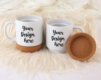 Cork cup mockup | Cork Base Mug Mockup | Coffee Mug Mockup | Cozy Boho Cork Base Mug Mockup | Ceramic Mug JPEG Mockup | Christmas Mug POD