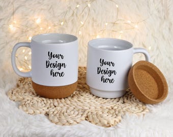 Cork cup mockup | Cork Base Mug Mockup | Coffee Mug Mockup | Cozy Boho Cork Base Mug Mockup | Ceramic Mug JPEG Mockup | Christmas Mug POD