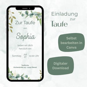 Invito digitale per battesimo, invito battesimo e-card bambino e bambina, biglietto personalizzabile in Canva, biglietto invito WhatsApp, biglietto battesimo
