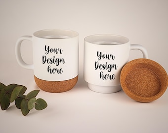 Cork cup mockup | Cork Base Mug Mockup | Coffee Mug Mockup | Cozy Boho Cork Base Mug Mockup | Ceramic Mug JPEG Mockup | Christmas Mug POD