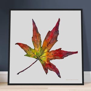 Autumn Leaf Watercolor Print: Rustic Liquidambar Art, Fall Wall Decor