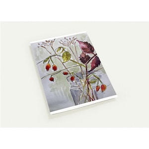 Autumn Rosehip & Dried Flower Greeting Cards - Pack of 10 with Envelopes - Fall Botanical Watercolor