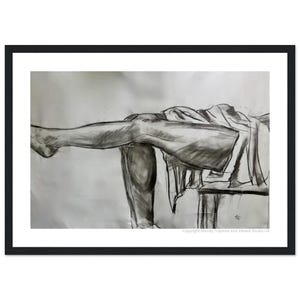 Elegant Charcoal Figurative Drawing - Classic Matte Paper Wooden Framed Poster
