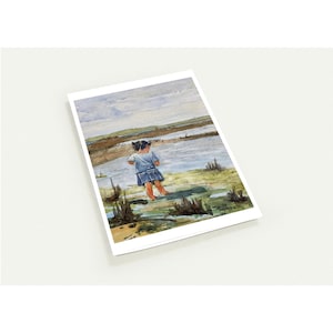 Little Girl at the Beach Seaside Painting Grußkarten 10er Pack mit Umschlägen
