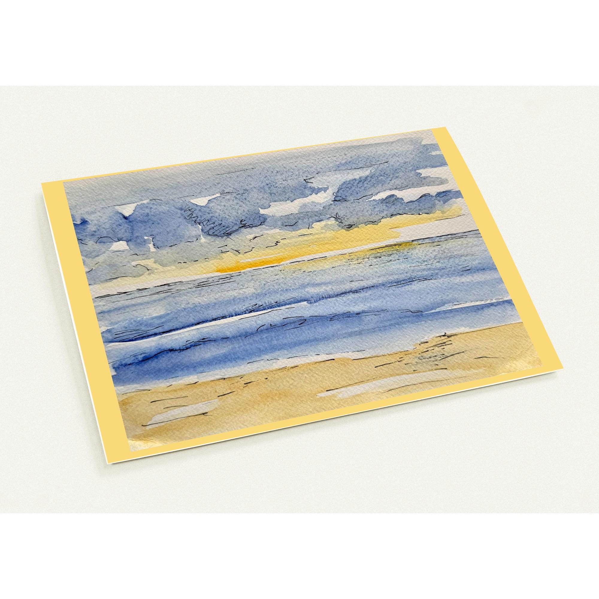 10 Coastal Sunset Shoreline Walk Note Cards (uk/eu/aus/nz) With ...