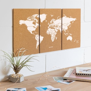 Carte du monde en liège - Puzzle naturel Woody Map