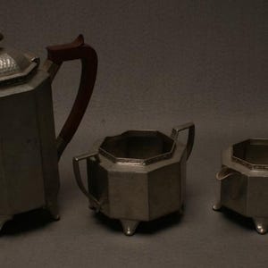 Vintage 3 Piece Pewter Tea Set | Classic English Tableware | Excellent Condition Pewter Kitchen Decor