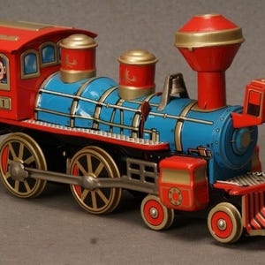 Vintage Yonezawa Whistling Train Tin Toy | Japanese Battery Operated Train | Excellent Condition Boxed | Collectable Railway Toy