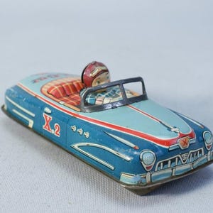 Vintage Japanese XCAR Tin Wind-Up Toy Car | Collectable Classic Retro Automobile | Working Original Condition