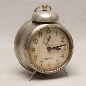 Vintage German Alpina Wind-Up Alarm Clock | 1950s Mid-Century Table Clock | Collectable Timepiece for Restoration or Unique Retro Desk Decor