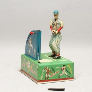 Vintage Japanese Sankei Baseball Player | 1950s Wind-Up Tin Toy | Original Box | Working Collectable Figure