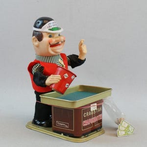 Vintage Japanese Cragstan Dealer Toy | Yonezawa Tin Fortune Teller Figure | Original Box | Collectable Display Piece