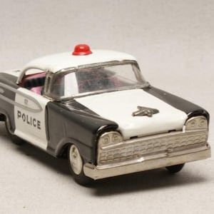 Vintage Japanische Zinn Reibungs-Polizeiauto M1962 Made in Japan Spielzeug | Arbeiten Sammeln Retro Polizei Fahrzeug | Exzellenter Zustand