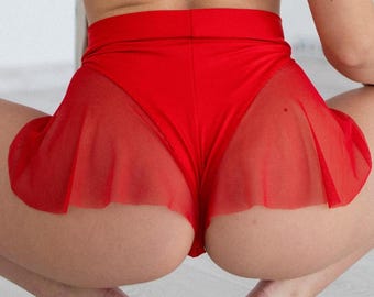 Falda de baile transparente, shorts de pole dance, minifalda babydoll, pantalones de pole dance, falda de twerking, falda transparente, falda plisada, falda rave