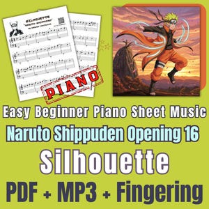 Silhouette – Easy Beginner Anime Piano Sheet Music with Fingering | PDF + MP3 Slow & Normal Tempo