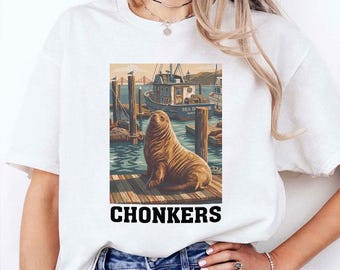 Chonkers The Sea Lion Retro San Francisco Pier 39 Maritime Fun T Shirt