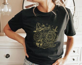 Side QuestCozy DnD Gamer D20 Dice Fantasy Dragon Shirt
