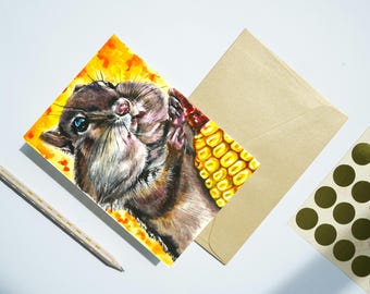 Thanksgiving Chipmunk Art Printables | Fall Cards, Tags, Poster (Digital Download)