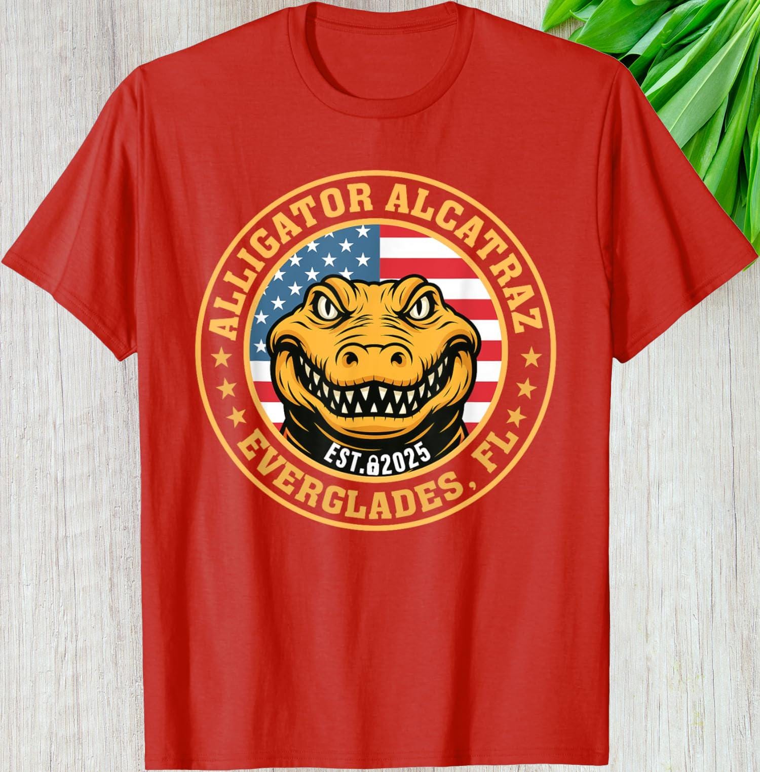 Retro Alligator Everglades Florida Shirt, 2025 Custom Gift For Trump Supporters, Funny Hoodie Long Sleeve Alcatraz Graphic Tee Retro Vintage