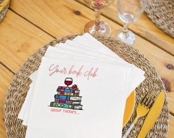 Paper Party Napkins for Book Clubs and Events - Personalized Book Club Beverage Napkins, Wine Night - Women Group or Girls Night