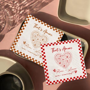 Personalized Pizza Box Wedding Napkins, That&#39;s Amore Cocktail Napkins, Italian Bridal Shower, Pizza Bachelorette Napkins, Dinner Napkins