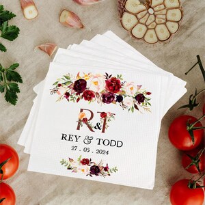 Customized Napkins For Wedding, Personalized Cocktail Napkins Wedding, Luxury Personalized Wedding Napkins, Custom Wedding Napkins