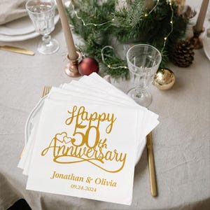 Luxury Pack Personalized Anniversary Napkins, Anniversary Napkins, Wedding Anniversary Napkins, Anniversary Decor, Anniversary Beverage