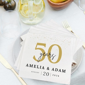 Dinner Beverage Cocktail Luncheon Napkins, Custom Pack Anniversary Napkins, Happy Anniversary Decorations, 50th Anniversary Napkins