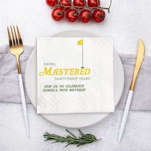 Personalized Golf Birthday Napkins, Let&#39;s Par Tee Napkins, Fun Golf Party Decor, 1st Birthday, 30th Birthday, Masters Golf Beverage Napkin