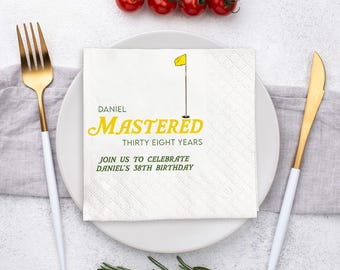 Personalized Golf Birthday Napkins, Let's Par Tee Napkins, Fun Golf Party Decor, 1st Birthday, 30th Birthday, Masters Golf Beverage Napkin
