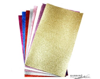 Glitter Faux Leather Sheets for Bows - Fabric Sheets Fine Glitter Faux Leather, 7.8 inch x 6.5 inch Glitter Canvas Sheets Leather Fabric