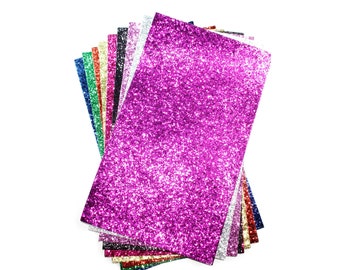 Chunky Glitter Canvas Sheets for Bows - Fabric Sheets Fine Glitter, 7.8 inch x 6.5 inch Leather Fabric, Leather Sheet Pack for Crafts