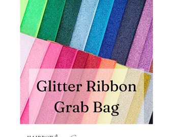 3 inch Glitter Ribbon Grab Bag - 3 yards or More Variety Pack Hairbow Supplies, Etc.