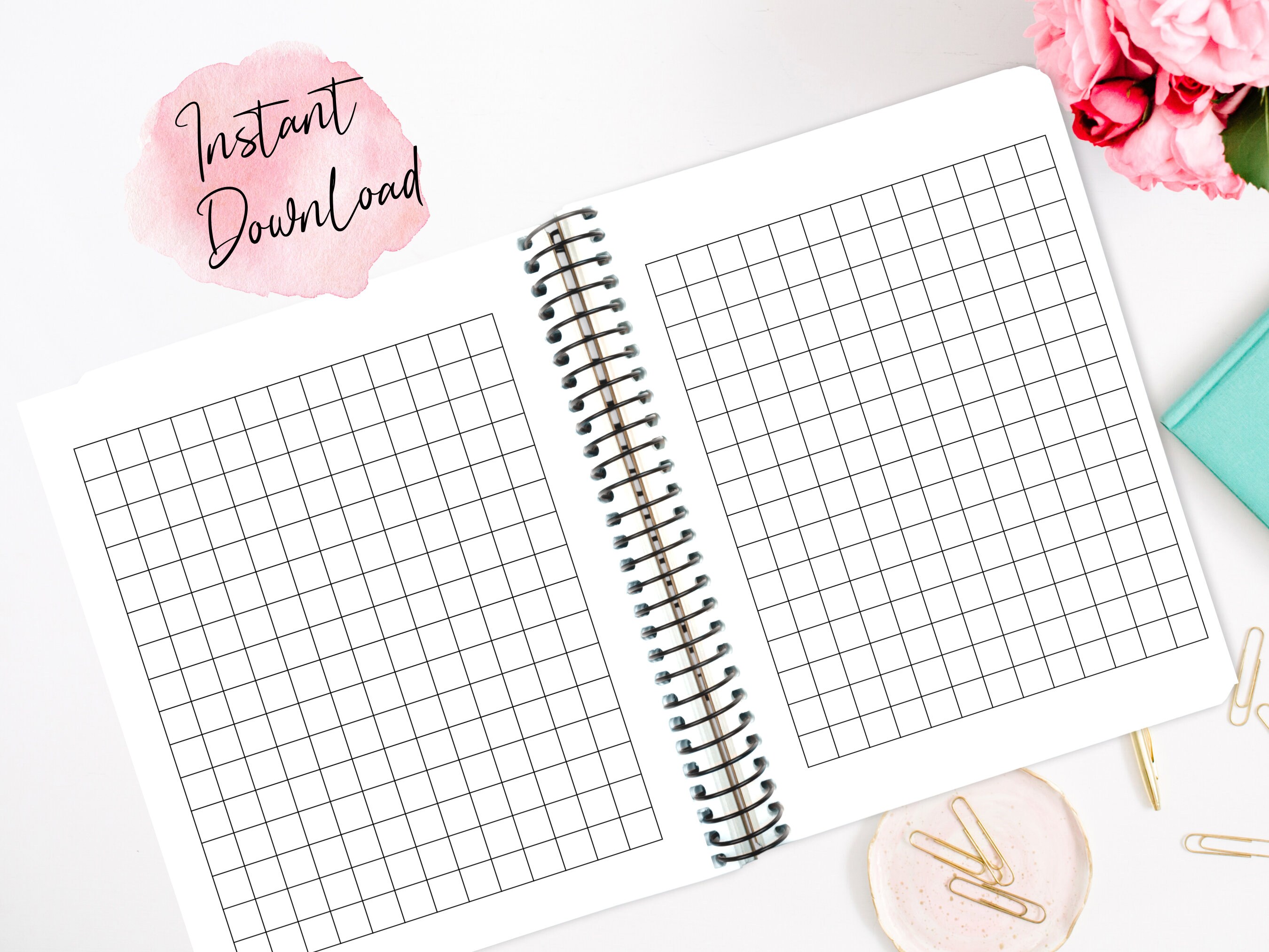 graph paper printable 1 2 inch graph paper pdf graph paper etsy