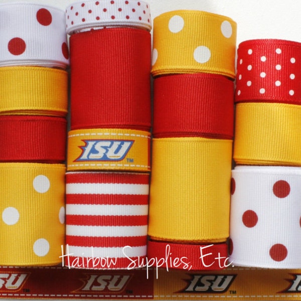 Iowa State University Grosgrain Ribbon 15 yard Cyclones Collegiate Ribbon Lot Licensed - Hairbow Supplies, Etc.