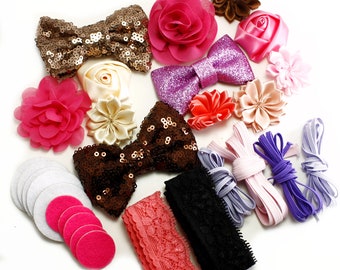 Headband Kit - Baby Shower Station Kit - Solace - Baby Headbands, DIY Headband, Hairbow Supplies, Etc.