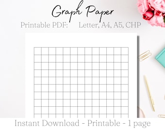 graph paper printable 1 2 inch graph paper pdf graph paper etsy
