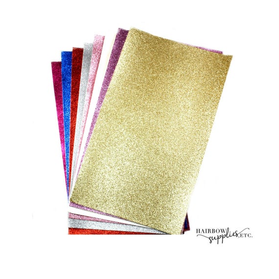 Glitter Faux Leather Sheets for Bows - Fabric Sheets Fine Glitter Faux Leather, 7.8 inch x 6.5 inch Glitter Canvas Sheets Leather Fabric