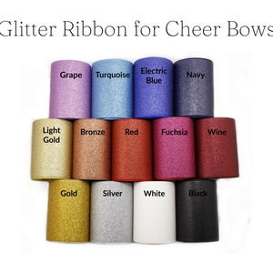 Puede incluir: Surtido de rollos de cinta de brillo en varios colores, incluyendo uva, turquesa, azul el&eacute;ctrico, azul marino, oro claro, bronce, rojo, fucsia, vino, oro, plata, blanco y negro. Cinta de brillo para lazos de animadora.